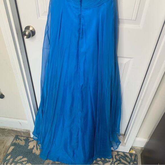 Cassandra Stone by Mac Duggal embellished beaded blue halter maxi gown size 6 - Picture 5 of 7